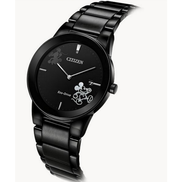 CITIZEN Disney Mickey Mouse Eco Drive Black Mens Watch - Picture 2 of 6